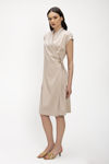 Κρουαζέ Φόρεμα από Ελαστικό Tencel με Χρυσή Λεπτομέρεια μπεζ