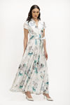 Maxi Shirt Dress σε Foulard Floral Print με Όρθιο Γιακά σιελ
