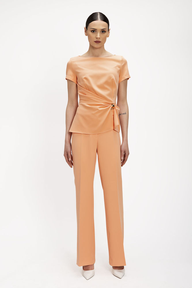 Παντελόνι καμπάνα κρεπ peach