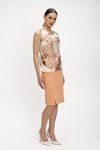 Σατέν Τοπ με ντραπέ λαιμό σε Foulard Print peach
