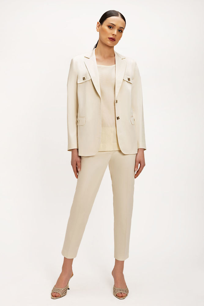 Safari σακάκι σε ελαστική βαμβακερή καμπαρντίνα βανιλια