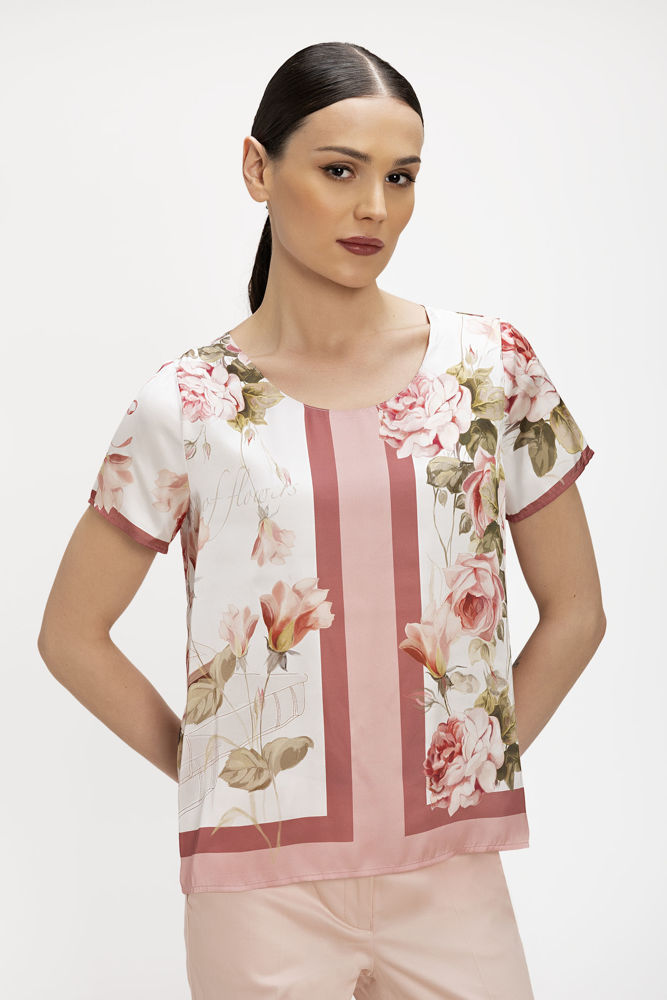 Μπλούζα σε fullard print εμπριμέ ροζ