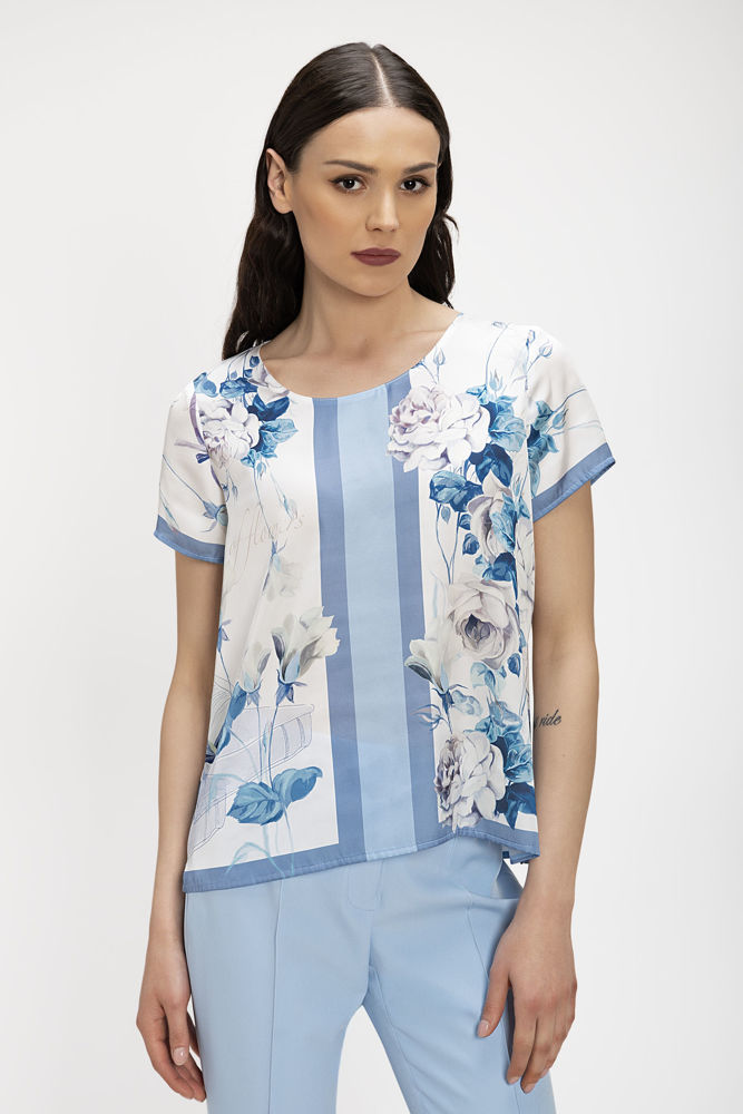 Μπλούζα σε fullard print εμπριμέ σιελ