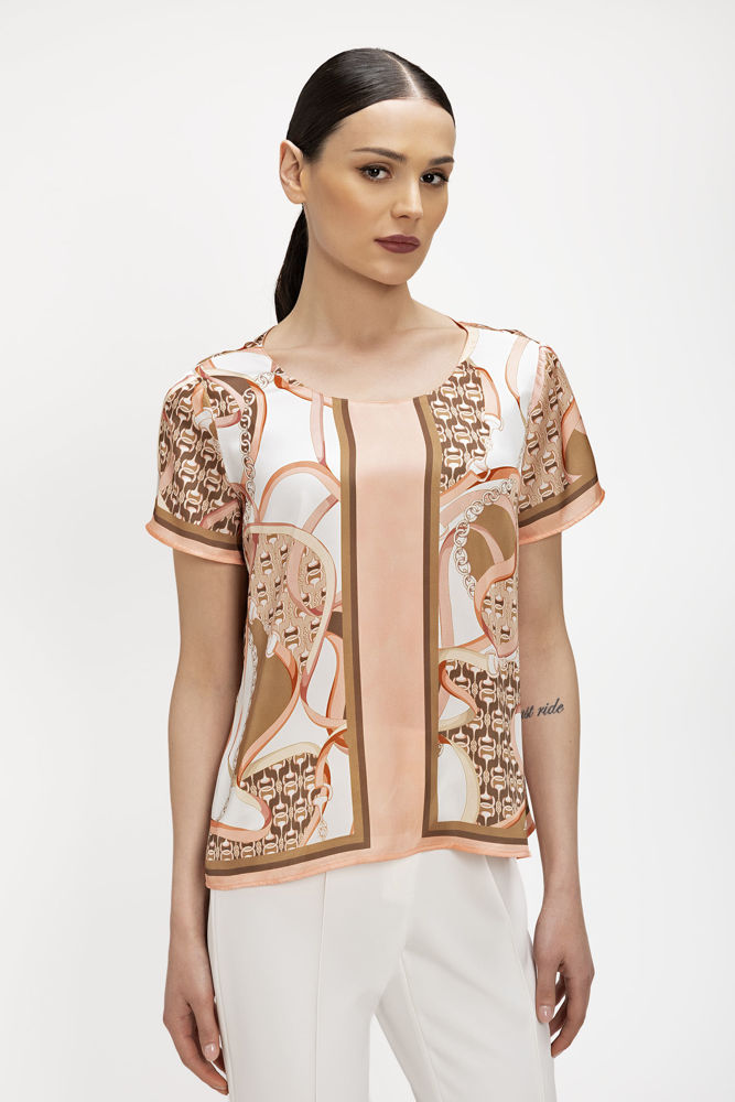 Μπλούζα σε fullard print εμπριμέ peach