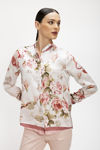 Πουκάμισο με μάο γιακά σε Foulard Print ροζ