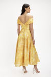 Midi Φλοράλ Φόρεμα με Shimmer Λάμψη και Off-the-Shoulder Μανίκια κιτρινο